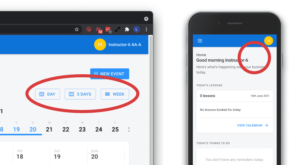 Change calendar views